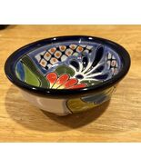 Mexican Talavera Small Pottery 3 Footed Trinket Bowl Floral Lead Free - $22.10 CAD