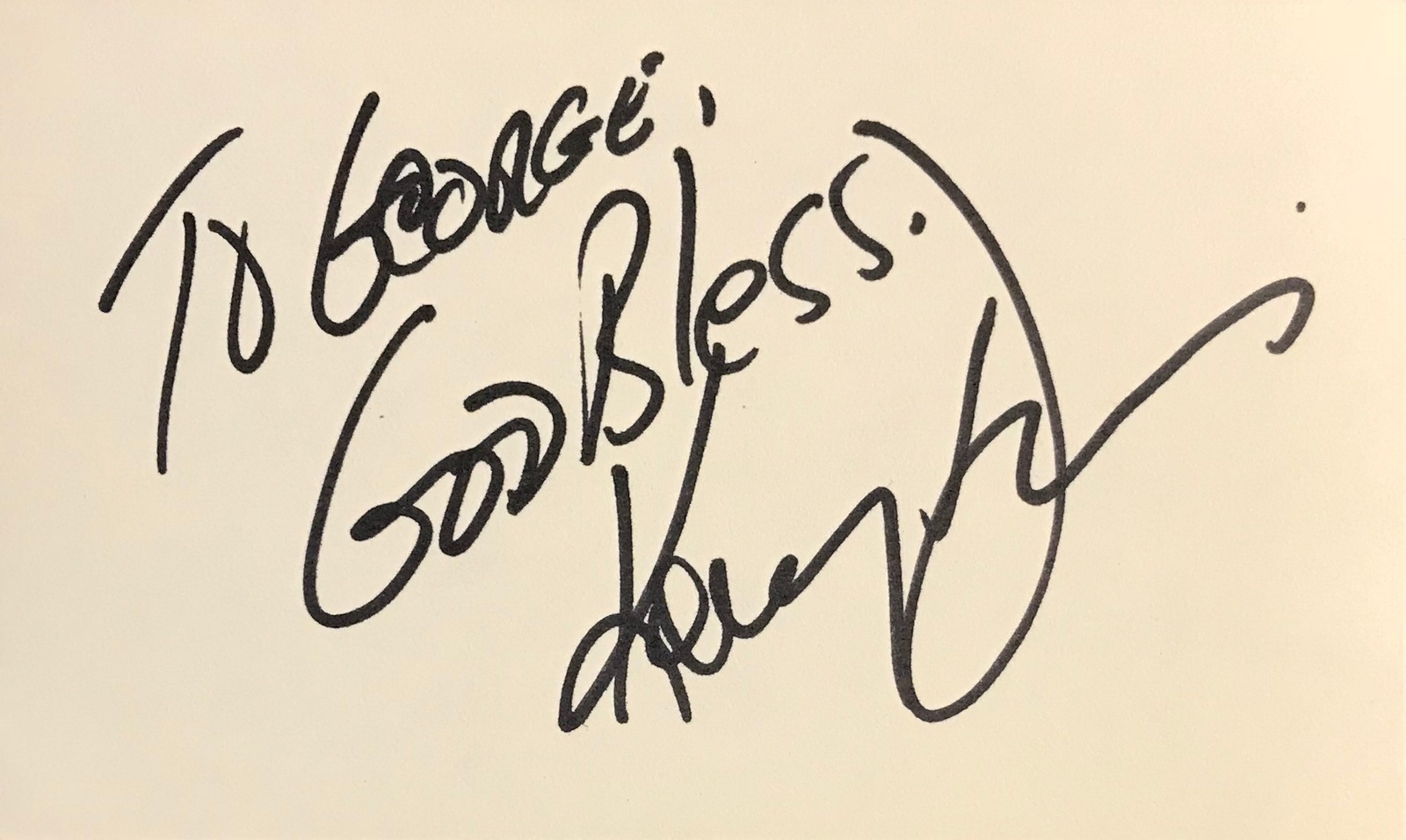Primary image for KENNY BOB DAVIS AUTOGRAPHED Hand SIGNED 3x5 INDEX CARD GREMLINS w/COA To George