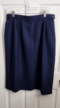 Vtg Miss Pendleton Midi Skirt Blue Sz 14 100% Virgin Wool Front Pleats U... - £21.83 GBP