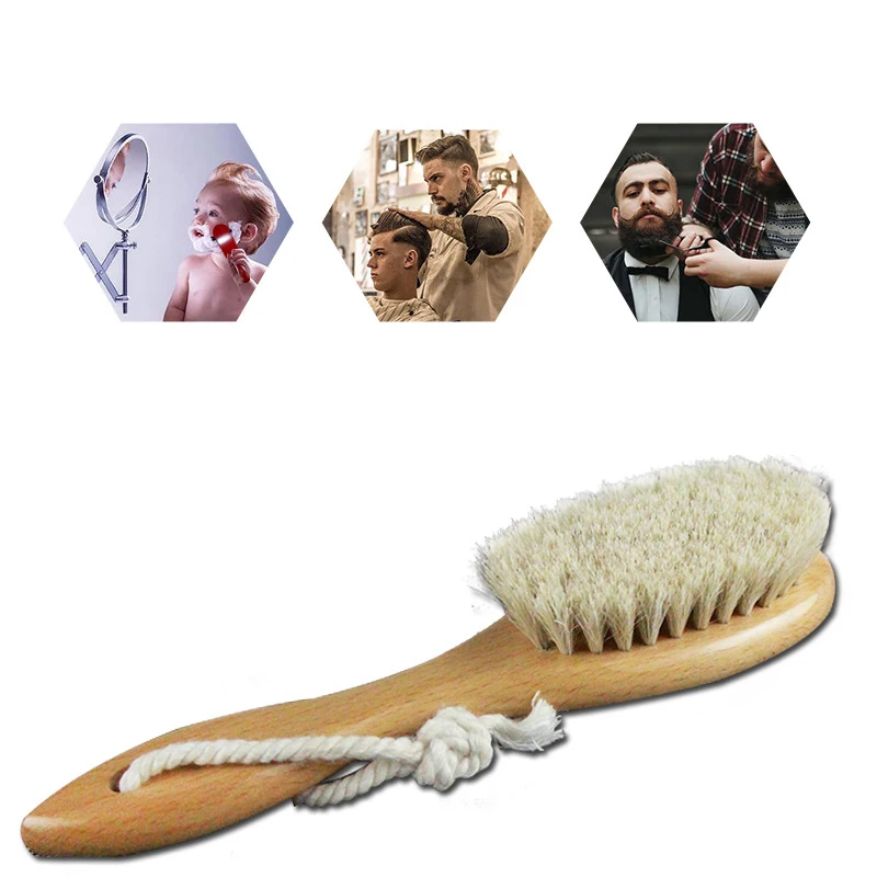 Sporting Natural Soft Goat Bristle Hair Sweeping Brush Men Beard Comb Oval Wood  - £23.37 GBP