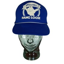 Vtg 1980s Hawaii Hang Loose Shaka Blue Foam Snapback Trucker Hat - £17.52 GBP