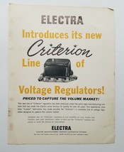 Vintage Electra Criterion Voltage Regulator Sales Dealer Advertising Brochure - $9.41