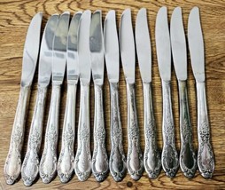 12pc Wm Rogers &amp; Son Is Silverplate Victorian Rose Knives 8.75&quot; No Monog. - £17.57 GBP