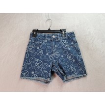 Justice Midi Shorts Girls Size 14 Blue Denim Smiley Cotton Pockets Soft ... - $20.22