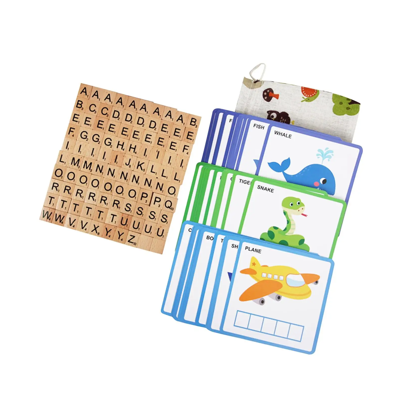 Spelling Word Game with 100 Alphabet Blocks Early Educational Montessori Toy - £17.50 GBP