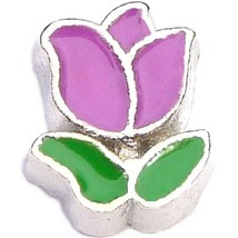 Purple Tulip Floating Locket Charm - $2.42