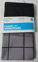 Room Essentials 2pk Body Pillow Cover •  Black &amp; Grid • BRAND NEW!!-
show ori... - £11.86 GBP