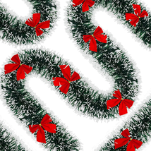 50Ft Christmas Garland with 40 Red Bows, Christmas Tinsel Garlands with ... - $628.05 MXN
