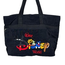 Vintage Walt Disney World Embroidered Black Travel Tote Bag Shoulder lar... - £19.05 GBP