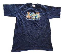 Disney Pixar Toy Story Shirt Kids Size L Blue Short Sleeve Woody Buzz Bullseye - £5.49 GBP