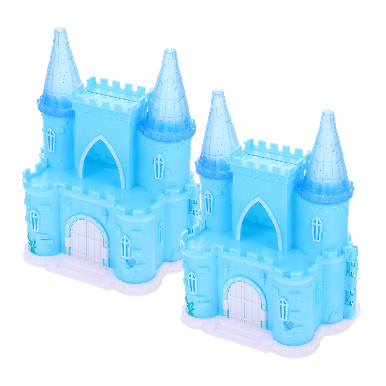 2 Pcs Castle Toy Villa Shape Decor House Accessories Mini Toys Adornment - £10.92 GBP