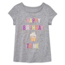 Girls Shirt Okie Dokie Short Sleeve Happy Birthday Gray Crew Tagless Top-size 3T - £5.47 GBP