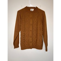 1960s Kmart Chocolate Brown Cable Knit Minimalist Coquette Cottage Cardigan M 38 - $32.00