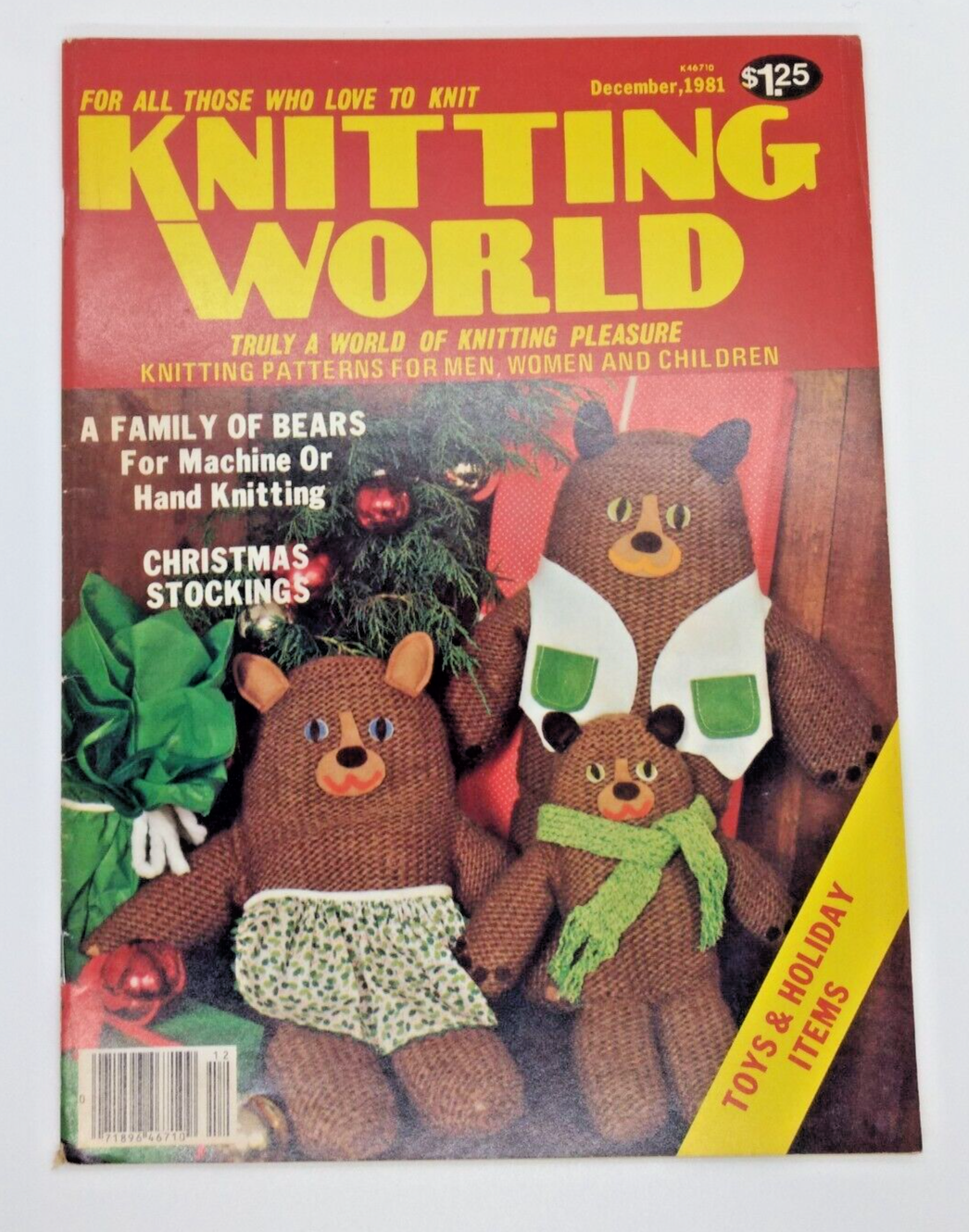KNITTING WORLD MAGAZINE November/December 1981 Patterns For All - $6.92