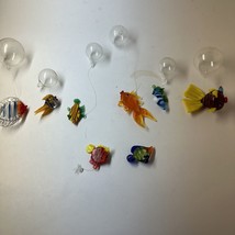 Floating Glass Fish Aquarium Mini Hand Blown Glass Tropical Fish Figurines (8) - £25.74 GBP