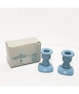 Pair Candle Holder  French Blue P0228  Partylite Candlestick 3&quot; Vintage ... - £18.61 GBP