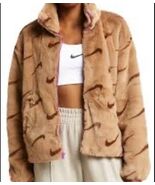 Women&#39;s Nike Sportswear Faux Fur Brown Jacket Size Large - $179.99