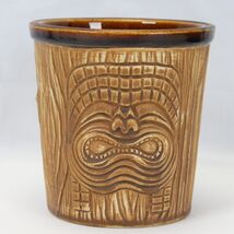 Tiki Mask Barrel Tiki Mug Brown OMC Japan 4-1/4&quot; H 4&quot; Diameter - $17.59 CAD