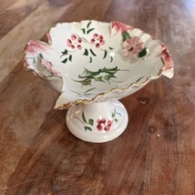 Vintage Hand Painted Compote Candy Dish Flowers &amp; Berries, Ruffled Edge,... - $189.98 MXN