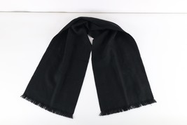 Vtg 60s 70s Streetwear Blank Knit Fringed Neck Head Scarf Black Acrylic ... - $39.55