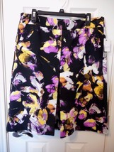 Women&#39;s Liz Claiborne Black Floral Pleated With Pockets Skirt Size 12 New - $25.80