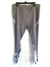 So Brand 1X Grey Yoga High Rise Tie-Dye Colorblock Mesh Spliced Leggings - £12.79 GBP