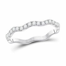 10kt White Gold Womens Round Diamond Wavy Stackable Band Ring 1/4 Cttw - £237.13 GBP