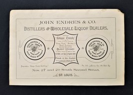 1800s antique JOHN ENDRES DISTILLER AD st louis mo sour smash bourbon druggist - £32.89 GBP