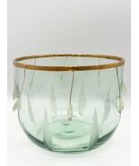 Artisan Recycled Glass Clear Light Green Bowl Vase Beads Wire Frosted Go... - $54.40 CAD