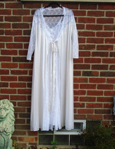 Glydons Lace Peignoir Set Negligee Nightgown Off White Long Vintage Size M - £72.71 GBP