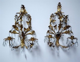 Pair of Superb Art Deco Gilt and Drop Glass Sconces c1920 - £360.70 GBP