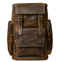 Retro Leather Men's Backpack Large Capacity Laptop Bag School Backpack Male  Bag - $230.91