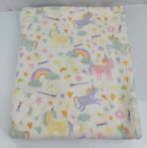 Unicorn Rainbow Girl Fleece Baby Blanket Lovey Jimco Lamp Pink Purple Arrow Star - £39.40 GBP