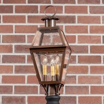 Town Crier Outdoor Post Light in Solid Weathered Brass - £453.46 GBP