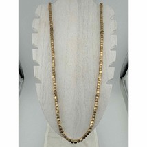 Coldwater Creek Gold Tone Long Necklace Square Matte Tarnished Beads - £10.26 GBP