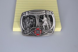 firefighter red and black enamel belt buckle - £15.67 GBP