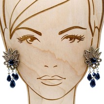 Glam Dangle Drop Earrings, Gold Tone Lightweight Vintage Studs with Black - £29.57 GBP