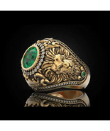 Personalized Retro Lion Crown Mens Ring  Bold Elegance - $58.24 CAD