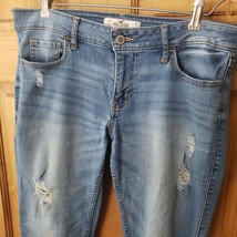 Hollister Destroyed Denim Jeans Women 7R Stonewash Hipster Straight Ankle Leg - $14.00