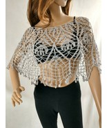 Summer poncho, Wedding, Cape, Bride, Lace, Handmade, Boho, White, Knit, ... - €35,67 EUR