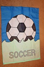 Yard Garden Flag Banner Black, White &amp; Blue 40&quot; x 28&quot; Soccer Ball - £4.69 GBP