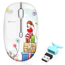 Wireless Mouse Cute Silent Computer Mouse With Usb Receiver &amp; Cute Decoration, W - £22.69 GBP