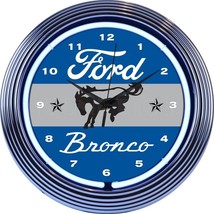 Neon Clock Ford Bronco Car Garage Wall Mount Neon Sign 15 Inches Neon - £68.35 GBP