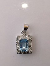 Natural Blue topaz with zircon 925 Sterling Silver Pendant - £53.50 GBP