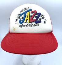 Vtg All That Jazz Trucker Hat Cap SnapBack Mesh New Orleans Music Notes ... - £7.06 GBP