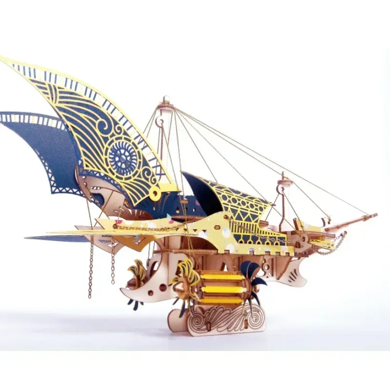 DIY Steampunk Fantasy Epic Style Spaceship 3D Wooden Puzzle Toy Model Building - £24.69 GBP