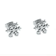 New Women 14K Rose Gold Plated Cute Snow Snowflake Stud Earrings Free Shipping - £39.09 GBP
