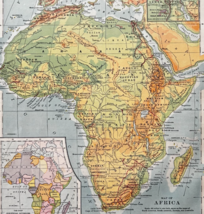 1898 Map Africa Continent Victorian History Geography Atlas Print Antiqu... - $554.45 MXN