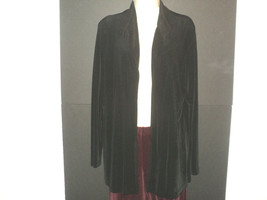 Chico&#39;s Size 2 Large Jacket Open Front Black Longer Length Side Vents - £15.25 GBP