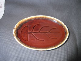Vintage McCoy &quot;Tree of Life&quot; 13&quot; Brown Glaze Drip Serving Platter Meat Tray 7017 - £22.52 GBP
